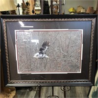 EAGLE FLYING PHOTO 35”x27” CRACKED GLASS