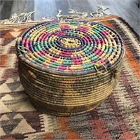 NATIVE AMERICAN BASKET WITH LID 14.5”