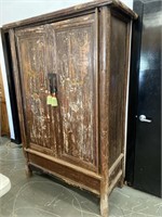 Rustic Antique Wood 2-Door 3-Drawer Cabinet