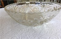 Vintage intricately etched large glass bowl