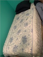 TWIN BED WITH COVERING AND MATTRESS