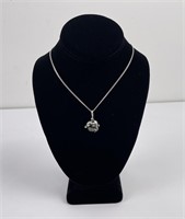 Sterling Silver Turtle Glass Ball Necklace