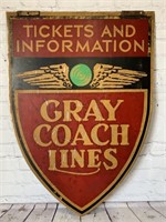 Original Metal Gray Coach Lines Double Sided Sign