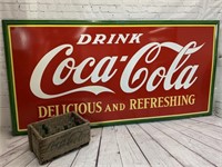 Large 1938 Coca-Cola Enamel Merchants Sign