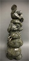 Early Inuit Soapstone Walrus Totem Carving