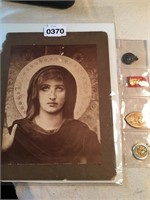 Vintage Madonna picture  & 4 medals
