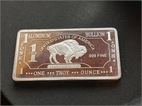 ( 1 ) ONE Troy Oz .999 Fine Aluminum Bullion Bar