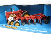 MASSEY HARRIS 555 TOY TRACTOR WITH 4 BOTTOM PLOW