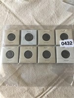 8 Buffalo nickel coins various dates - good & mint