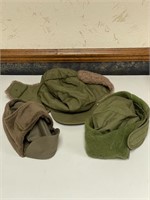 LOT of 3 Vintage OLD Winter Army Hats