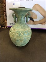 Green pottery vase