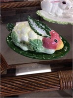 Glass bunny butter dish