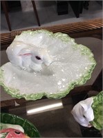 Glass bunny leaf dish