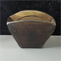 Oriental wood basket approx 4.5 inches tall