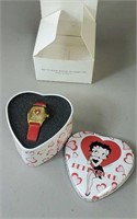 Betty Boop watch in a heart shaped tin