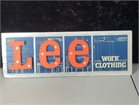 Lee work clothing sign approx 20 x 7 inches