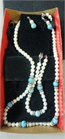Faux pearl and turquoise jewelry set