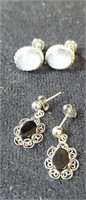 2 pairs of sterling silver earrings