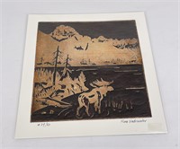 John Clarke Glacier Park Montana Linocut Print