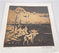 John Clarke Glacier Park Montana Linocut Print