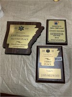 3 various awards achievements plaques