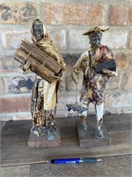 Antique Man & Woman Paper Mache Figurines