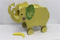 Vintage Handmade Children's Wooden Elephant Cart