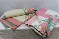 Adorable Pair of Handmade Flowered Quilts