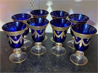 8 Medici Cobalt Blue Wine Glasses