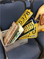 Box lot of different license plates
