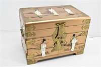 Asian Jewelry Box w Mother of Pearl Figures