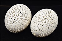 (2) Carved Decorative Goose Eggs
