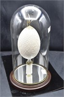 Etched Ostrich Egg Decor w/ Display Dome