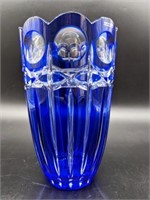 Cobalt to Clear Polish Crystal Vase