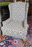 Pair of Floral Upholstered High Back Parlor Chairs