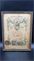 1923 Swedish Lutheran Church Certificate of