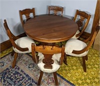 Antique Hand Carved Table & 6 Chairs
