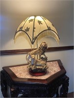 Lion Lamp W/ Fringed Shade