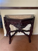 Heavily Carved Entry Table Marble Insert