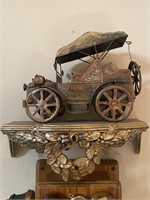 Vintage Wind Up Metal Car W/ Shelf