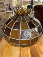 Large Vintage Leaded Glass Lamp Shade