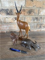 Lot Wood Carved Animals As Is