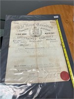 1875 original Royal Guardian Fire Marine Policy