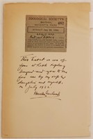 1922 Zoo Ticket Signed by Rudyard Kipling