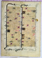 15th Century Illuminated Text on Vellum