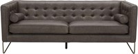 Tufted Leather Sofa Couch, 82"W, Grey