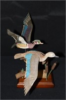 Pair of 1/3 Size Decorative Flying Wood Ducks