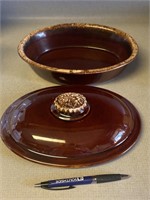 HP Co. Oval Brown Drip Stoneware Dish