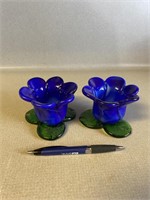 Blue & Green Glass Votice Holders
