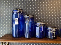 Vintage Royal Blue Glass Canister Set